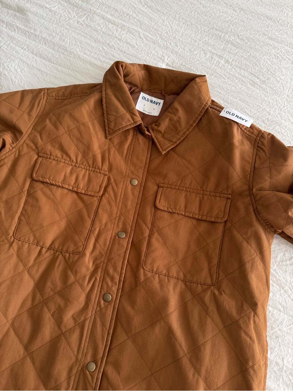 Old Navy NWT Quilted Brown Women's Utility Jacket Brown Shacket - Picture 5 of 14